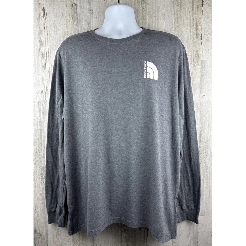 The North Face Gray Long Sleeve Logo T Shirt XL (24”x30”) - Picture 1 of 3